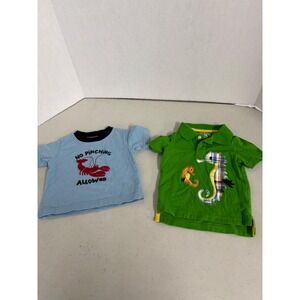 Greendog Gymboree Baby Boy 3-6 Months Shirt Bundle Seahorse Polo Lobster Tee